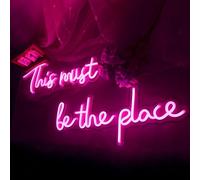 This Must Be The Place Neon Signs for Wall Decor, Room Decor, Large LED Neon Sign with Dimmer Switch for Coffee Bar Salon Hotel Office, Pink Neon Lights for Wedding Birthday Backdrop by BDUN