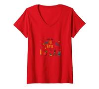 This My Kindergarten Era V-Neck T-Shirt, Women, Red, L