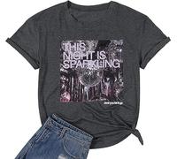 This Night is Sparkling Shirt Women Country Music Lover Tee Swift Fans Tops Vintage Graphic Concert Tshirt, Gray, XXL