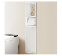 This No Tile Shower Wall Shelf with Built-in Trash Can Recessed Stainless Steel Double-Tier Waterproof for Bathroom Storage Black 60x28x13.5cm