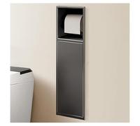 This No Tile Shower Wall Shelf with Built-in Trash Can Recessed Stainless Steel Double-Tier Waterproof for Bathroom Storage Black 60x28x13.5cm
