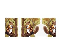 This Nut-Eating Squirrel Keyboard and Mouse pad, 12x31.5 inches in Size, is Designed for Computers, Consoles, Offices, and is Also Suitable for Games and Study.
