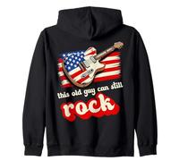 This Old Guy Can Still Rock USA Flag Guitar Music Fathers Zip Hoodie