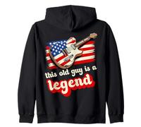This Old Guy Is A Legend USA Flag Guitar Music Fathers Day Zip Hoodie