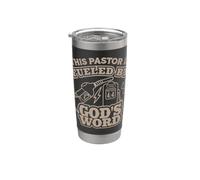 This Pastor is Fueled BY God's Word - Tan Vintage Christian Stainless Steel Insulated Tumbler