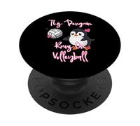 This Penguin Runs On Volleyball Player Serve Animal Lover PopSockets Adhesive PopGrip