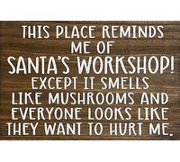 This Place Reminds Me Of Santa'S Studio Sign-Funny Buddy Elf Logo-Elf Christmas Movie Theme-Funny Christmas Quotesfunny, Wall Decor, Vintage, Tin Sign, Wall Decor Poster Metal Sign 8X12 Inches