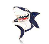 This playful cartoon shark brooch features a high-gloss enamel finish, reinforced edges, and a smooth, durable surface. Available in two colors, it's the perfect choice for summer. (blue)