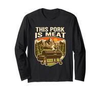 This Pork is Meat Funny Anti-Vegan Barbecue Smoker Pun Long Sleeve T-Shirt
