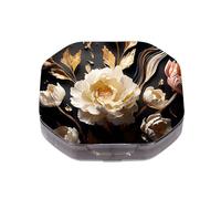 This Portable 3D White Peonypattern Compartmentalized Pillbox Can Be Placed in A Pocket Or Wallet to Store Vitamins, Medicines/Fish Oil/Health Supplements/Other Medications.