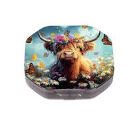 This Portable Cute Cow Among The Butterfly Flowerpattern Compartmentalized Pillbox Can Be Placed in A Pocket Or Wallet to Store Vitamins, Medicines/Fish Oil/Health Supplements/Other Medications.