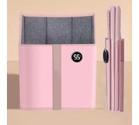 This Portable Electric Heater Features Stepless Temperature Control and a Timer Function, with Seven-Sided Surround Heating. (Pink)