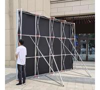 This Portable Fabric Display Backdrop Banner Stand, 2x2m Pop Up Booth Frame for Trade Shows, Reusable Cardboard Exhibit Stand with Poster Shelf, Lightweight and Easy Setup