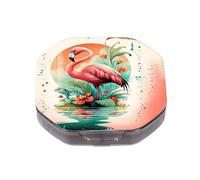 This Portable Flamingo Flowerpattern Compartmentalized Pillbox Can Be Placed in A Pocket Or Wallet to Store Vitamins, Medicines/Fish Oil/Health Supplements/Other Medications.
