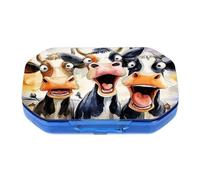 This Portable Funny Cartoon Cowpattern Compartmentalized Pillbox Can Be Placed in A Pocket Or Wallet to Store Vitamins, Medicines/Fish Oil/Health Supplements/Other Medications.