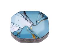 This Portable Light Blue Gold Marblepattern Compartmentalized Pillbox Can Be Placed in A Pocket Or Wallet to Store Vitamins, Medicines/Fish Oil/Health Supplements/Other Medications.