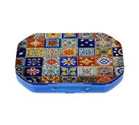 This Portable Mexican Style Mosaic Tiles Pattern 6 Compartment Pill Pill Box Can Be Placed in A Pocket Or Wallet to Store Vitamins, Medicines Health Supplements Other Medications.