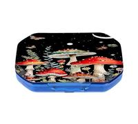 This Portable Mushroom Plants and Butterfliy Pattern 6 Compartment Pill Pill Box Can Be Placed in A Pocket Or Wallet to Store Vitamins, Medicines Health Supplements Other Medications.