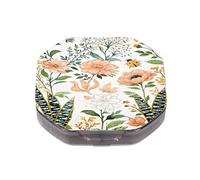 This Portable Pastoral Style Natural Flowers and Plants Pattern 4 Compartment Pill Pill Box Can Be Placed in A Pocket Or Wallet to Store Vitamins, Medicines Health Supplements Other Medications.
