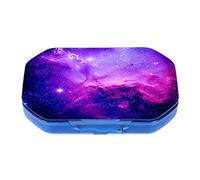 This Portable Purple Nebula Starry Skypattern Compartmentalized Pillbox Can Be Placed in A Pocket Or Wallet to Store Vitamins, Medicines/Fish Oil/Health Supplements/Other Medications.