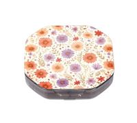 This Portable Vintage Pastel Flower Pattern 4 Compartment Pill Pill Box Can Be Placed in A Pocket Or Wallet to Store Vitamins, Medicines Health Supplements Other Medications.