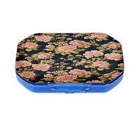 This Portable Vintage Pink Peony Floral Pattern 6 Compartment Pill Pill Box Can Be Placed in A Pocket Or Wallet to Store Vitamins, Medicines Health Supplements Other Medications.