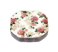 This Portable Vintage Rose Floralpattern Compartmentalized Pillbox Can Be Placed in A Pocket Or Wallet to Store Vitamins, Medicines/Fish Oil/Health Supplements/Other Medications.