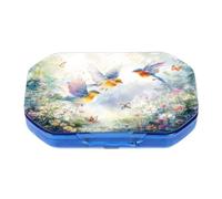 This Portable Watercolor Birds Butterflies Floral Pattern 6 Compartment Pill Pill Box Can Be Placed in A Pocket Or Wallet to Store Vitamins, Medicines Health Supplements Other Medications.