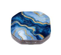 This Portable Watercolor Gold and Blue Marblepattern Compartmentalized Pillbox Can Be Placed in A Pocket Or Wallet to Store Vitamins, Medicines/Fish Oil/Health Supplements/Other Medications.