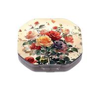 This Portable Watercolor Rosepattern Compartmentalized Pillbox Can Be Placed in A Pocket Or Wallet to Store Vitamins, Medicines/Fish Oil/Health Supplements/Other Medications.