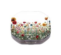 This Portable Watercolor Wildflowerpattern Compartmentalized Pillbox Can Be Placed in A Pocket Or Wallet to Store Vitamins, Medicines/Fish Oil/Health Supplements/Other Medications.
