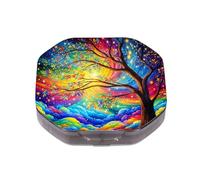 This Portable Whimsical Cosmic Tree Pattern 4 Compartment Pill Pill Box Can Be Placed in A Pocket Or Wallet to Store Vitamins, Medicines Health Supplements Other Medications.
