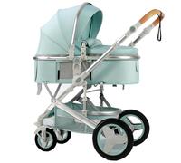 This Premium Stroller Features Dual Independent Suspension, Adjustable Handle Height, a Five-Point Safety Harness, and an Elevated seat Design seat Height: 58 cm Green