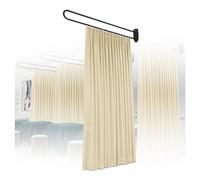 This Privacy Partition Curtain, U-shaped Room Divider, Metal Support Wall-mounted Curtain, Flat Hook Medical Curtain for Fitting Room Beauty Salon Bedroom(Beige,230cm/1PCS)