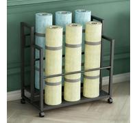 This Professional Mobile Fabric Roll Display Stand with Wheels Versatile Support for Vinyl Leather Wallpaper RollsBlack 31.5"x39.4" (80x100cm)