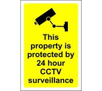 This Property is Protected by 24 Hour CCTV Surveillance Safety Sign - 1.2mm Rigid Plastic 300mm x 200mm