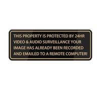 This Property Is Protected By 24Hr Video Sign, Self Adhesive Sign For Front Door Or Wall 10 X 3 Inch Quick And Easy Installation Design For Your Home, Office, Public, Yard