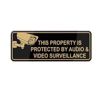 This Property Is Protected By Audio & Video Surveillance Sign For House, 10X3 Inch Acrylic Plaque With Strong Adhesives For Front Door/Wall/Window Home & Office Business Outdoor