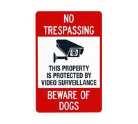 This Property Is Protected By Video Surveillance Beware Of Dogs Warning Sign, Beware Of Dog Security Metal Signs for Business Home Street Wall Safety Caution Custom Decor 8 x 12 Inch