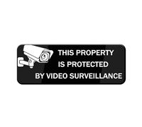 This Property Is Protected By Video Surveillance Sign For House Door, Plastic Self-Adhesive Signs For Business Home, 10X3 Inches Acrylic For Office Gate Window, No Fade Rust Free
