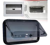 This Push Out Style RV Window,Camper Windows Vent,Aluminum Alloy Rounded Acrylic Glass,Caravan Side Window Rv Hinged Sliding Window W/Awning Screen& Blind,70° Opening Angle,500mm*500mm