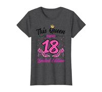 This Queen Turns 18 Girl 18th Birthday T-Shirt, Women, Dark Heather Grey, Small