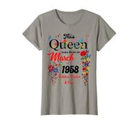 This Queen was Born in March 1958 Girls Women Birthday T-Shirt