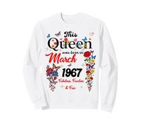 This Queen Was Born in March 1967 Girls Women Birthday Sweatshirt