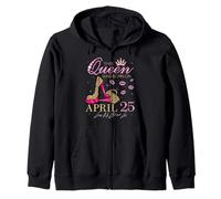 This Queen Was Born on April 25 Living My Blessed Life Zip Hoodie