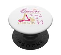 This Queen Was Born on January 14 Living My Blessed Life PopSockets Adhesive PopGrip