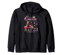 This Queen Was Born on July 23 Living My Blessed Life Zip Hoodie