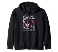 This Queen Was Born on July 28 Living My Blessed Life Zip Hoodie