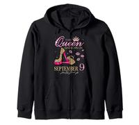 This Queen Was Born on September 9 Living My Blessed Life Zip Hoodie
