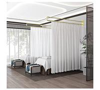 This Room Divider Semi Sheer Curtains, Light-transmitting Privacy Curtain, U-shaped Long Support Rod, Beauty Salon Partition Curtain, for Beauty Salons, Clinic, Shared Bedroom (Color : Brown